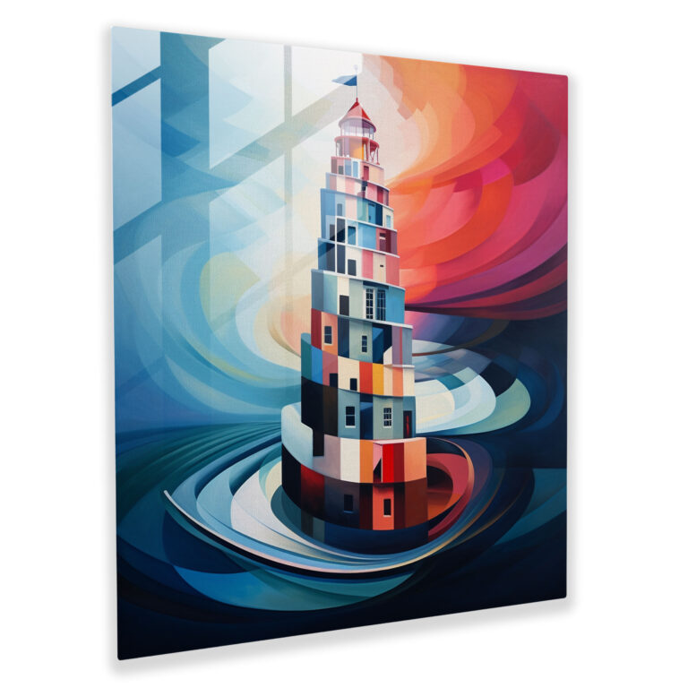 Maiden Tower Geometrisches Glasbild - Lebendige Farben Wohnkultur Geometrische Abstraktion