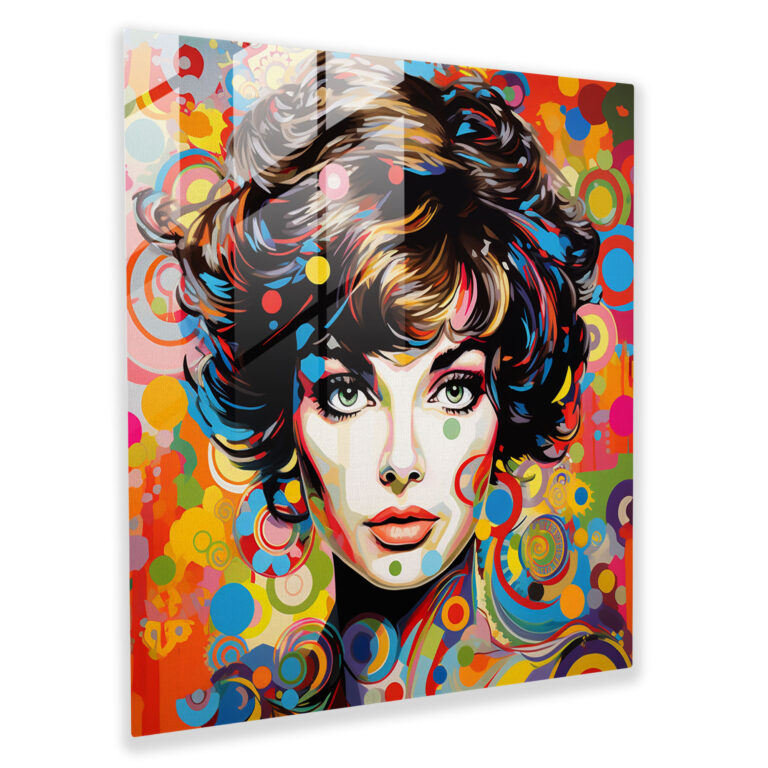 Vibrantes Porträt eines berühmten Ikonen - Glasbild für die Heimdekoration im Pop-Art-Stil