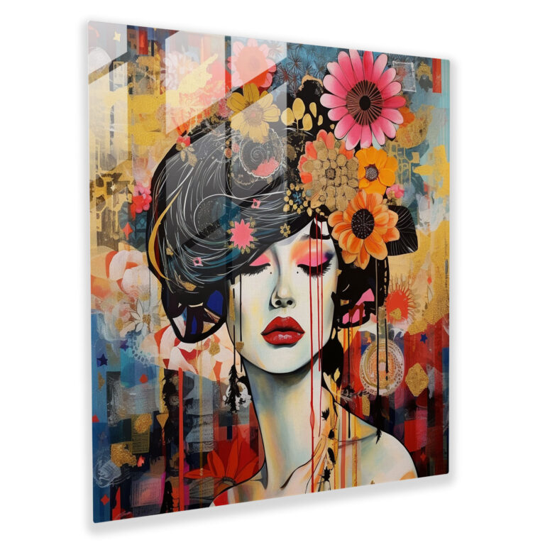 Eccentric Fusion Glasbild - Moderne Collage Glas Wandkunst Wohnkultur