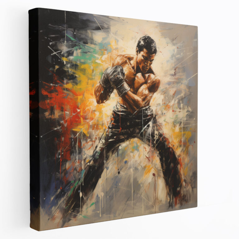 Muhammad Ali Leinwandbild - Dynamische Bewegung im Boxring