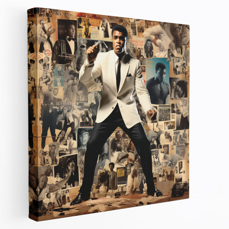 Muhammad Ali Leinwandbild - Wanddekoration Collage Boxen