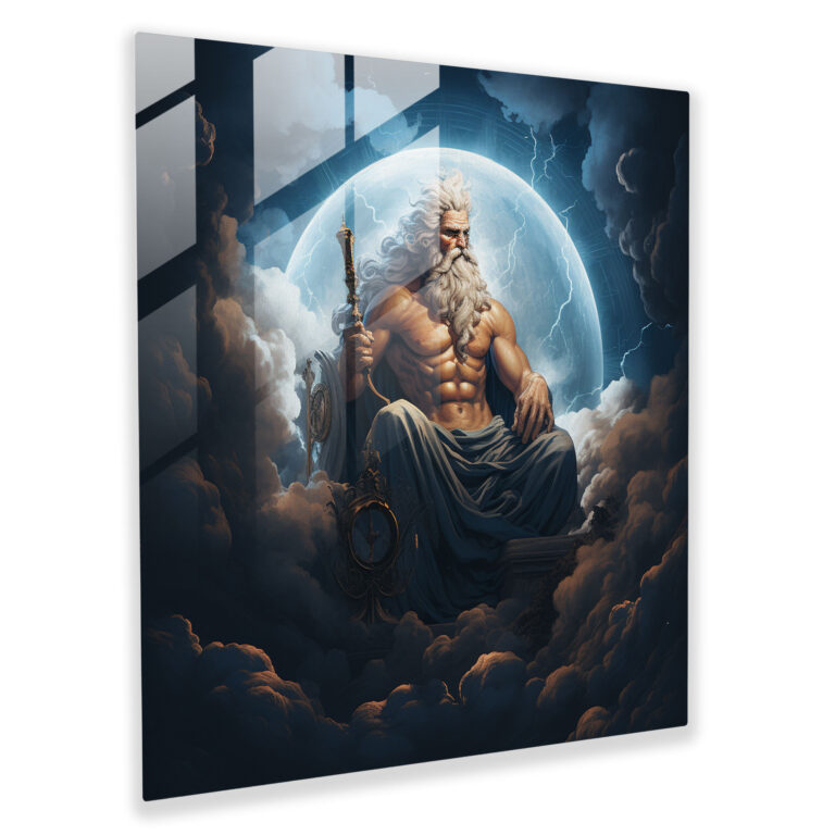 Zeus auf dem Berg Olympus - Glasbild der mythischen Gottheit