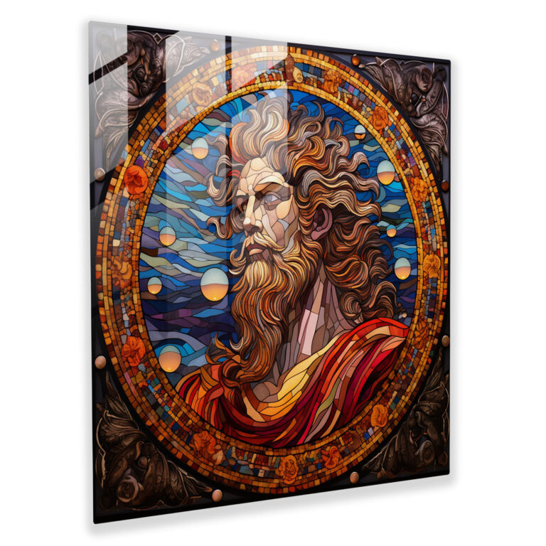 Exquisites zeitgenössisches Glasbild von Jupiter - Glaswandkunst