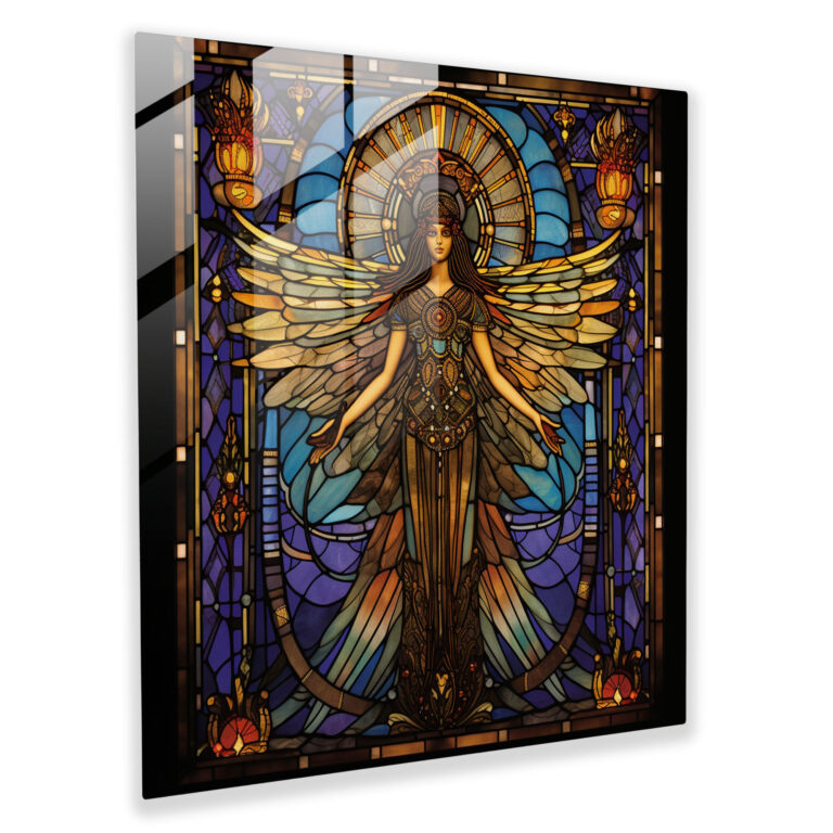 Opulentes Glasbild von Isis im Stil der Renaissance - Kunst für die Wand aus Glas