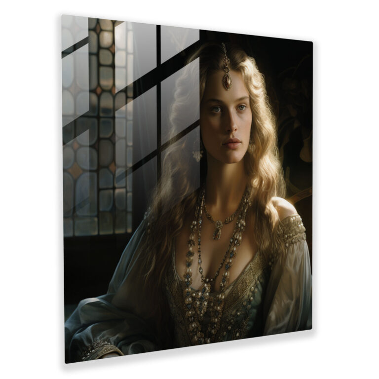 Glasbild Renaissance Imperial - Edle Figur mit Glasverzierungen