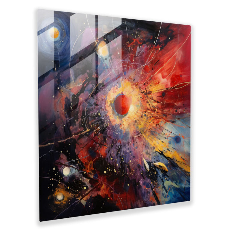 Faszinierendes abstraktes Glasbild - Kosmische Farbexplosion - Moderne Wohnkultur