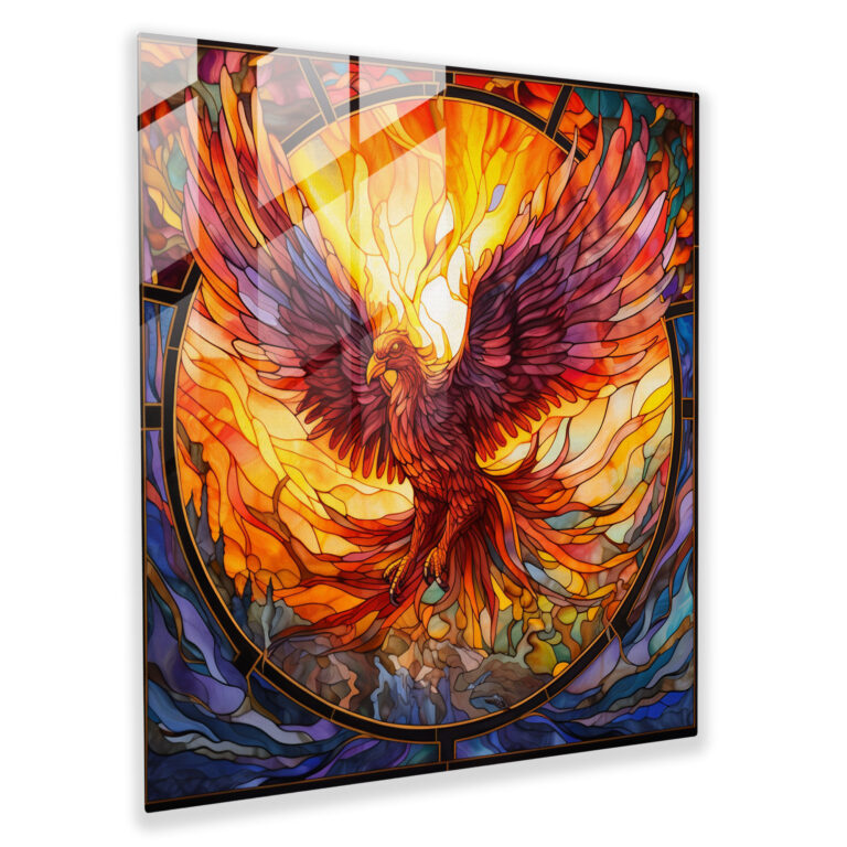 Lebendiges Phoenix-Glasbild