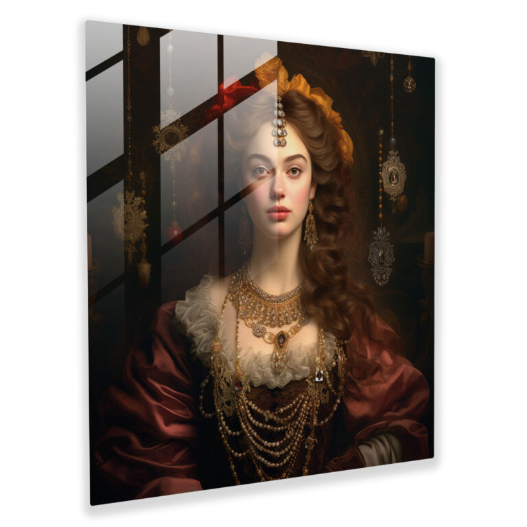Glasbild Opulente Eleganz - Barockportrait einer Adligen