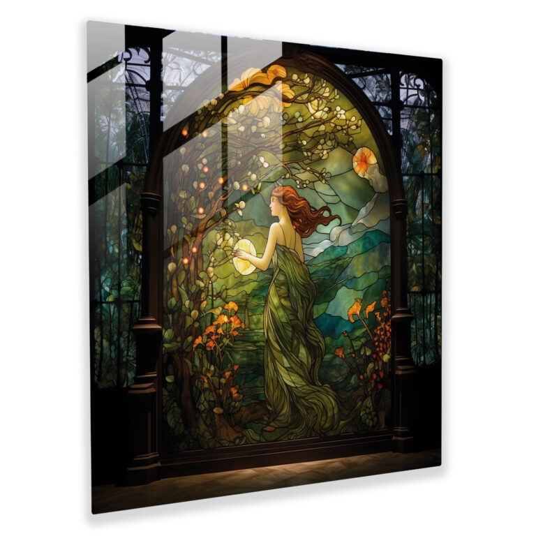 Glasbild Waldgrün