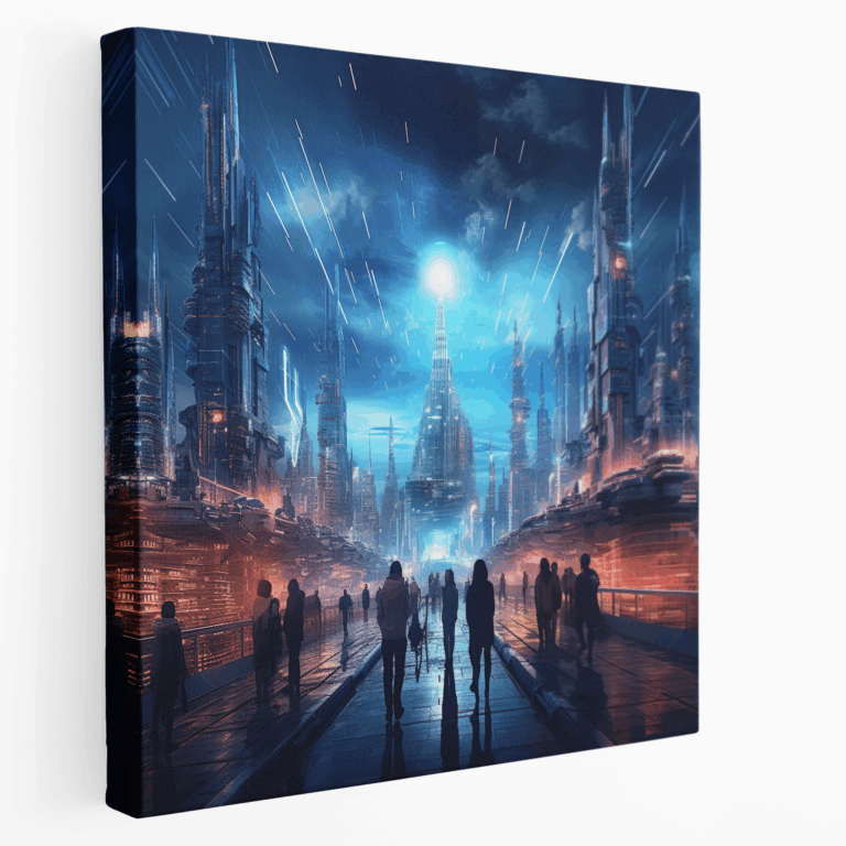 Futuristisches Wikinger-Saga Leinwandbild