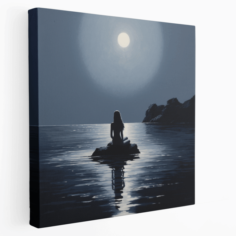 Mondserenade von der mythischen Meerjungfrau Leinwandbild