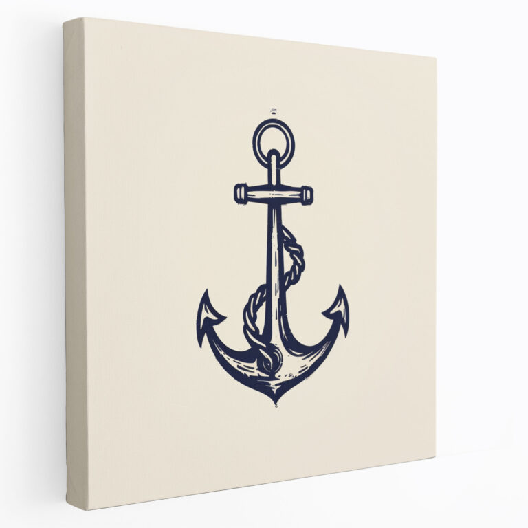 Navy Anker Linien Zeichnung Wanddekoration - Marine Leinwand Leinwandbild Leinwand Wandkunst