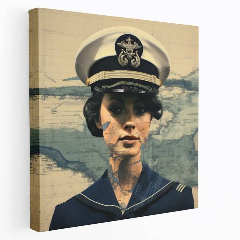 Navy Collage Wanddekoration - Leinwand Eleganz Wohndeko