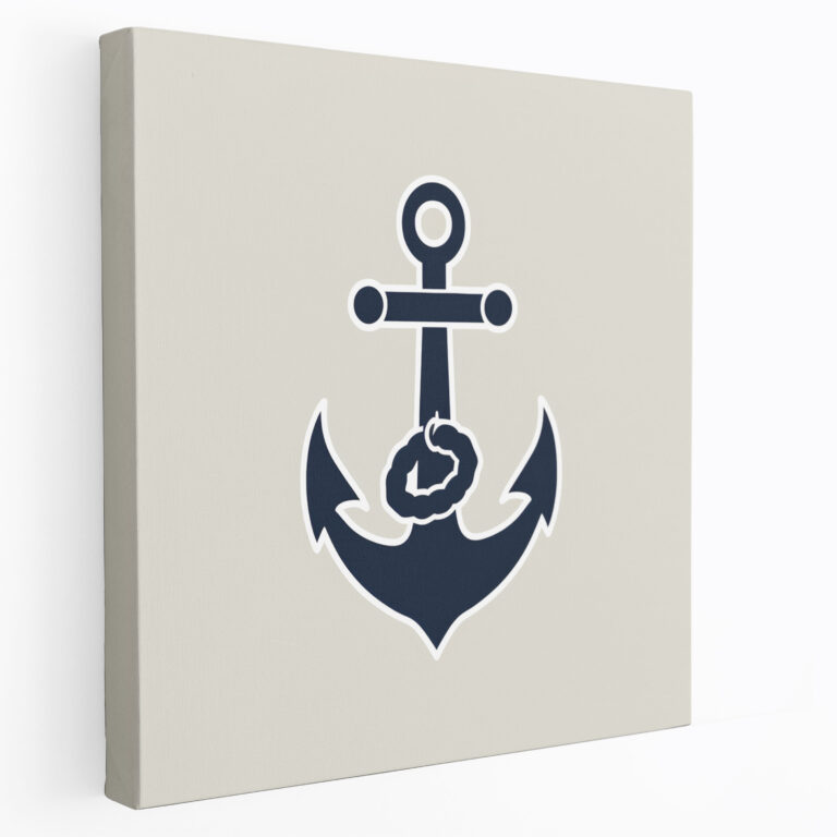 Minimalistisches Marineanker Wandbild - Marine Anker Leinwandbild Wanddekoration.