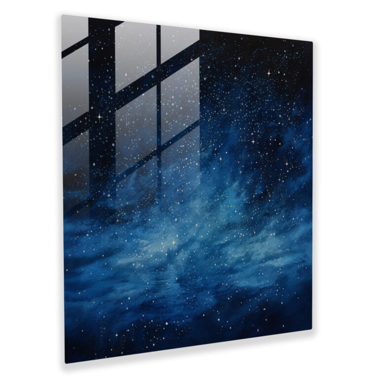 Navy Nachthimmel Glasbild - Marineblau Wanddekoration Nachthimmel Gemälde Wohnkultur