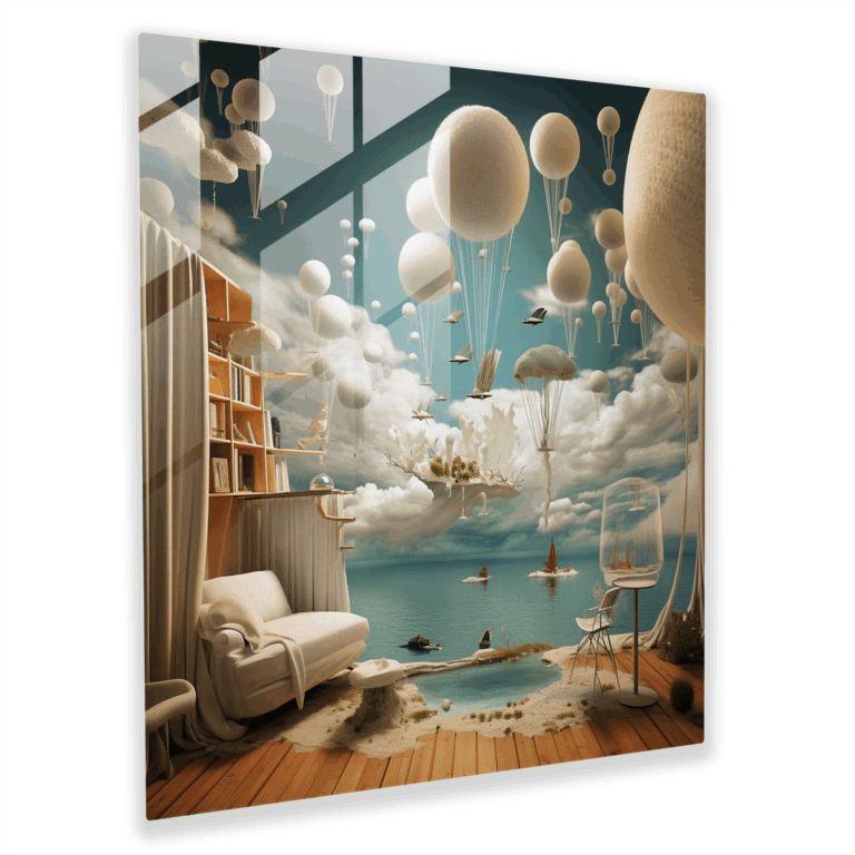 Glasbild Enigma - Surrealistisches Traumlandschaft Glaswandkunst - Faszinierende Wohnkultur - Moderne Wanddekoration