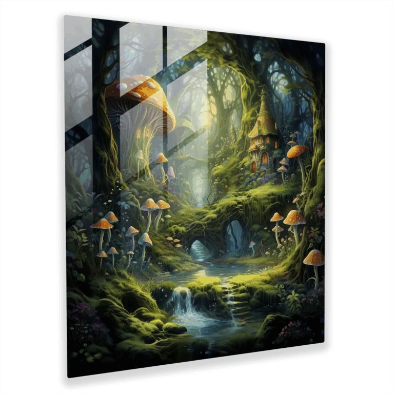 Zauberhafter Wald Glasbild - Verspielte Wandkunst aus Glas für die Wohnraumdekoration