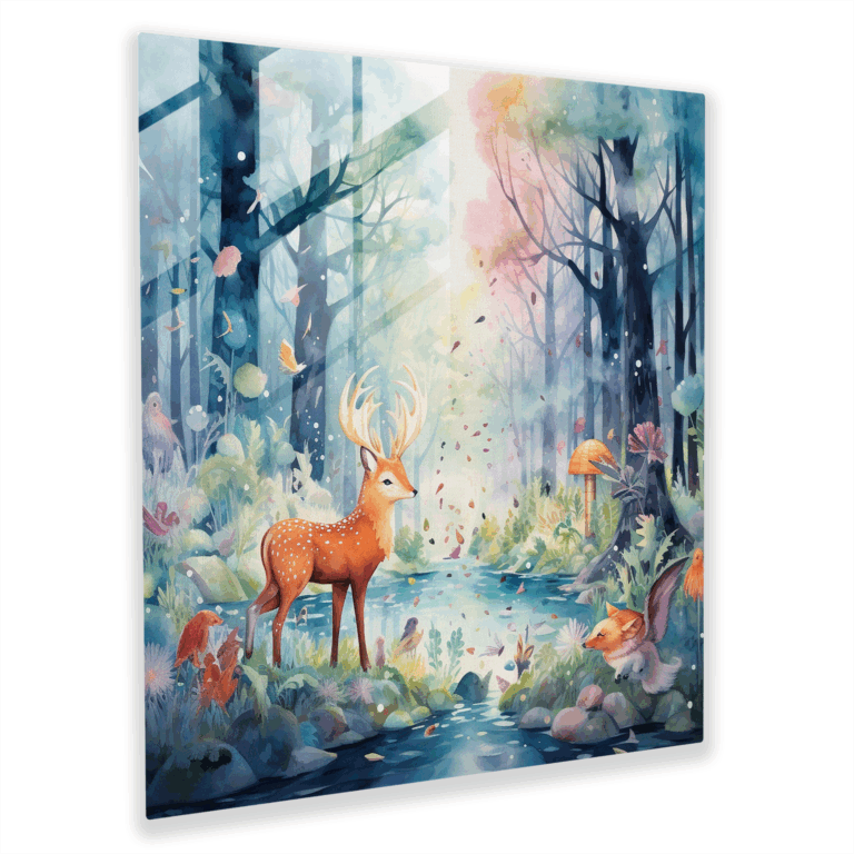 Verzaubernde Glasbilder - Verspielte Aquarell-Illustration Glaswandkunst - Verspielte Wohnkultur - Modernes Kunstwerk