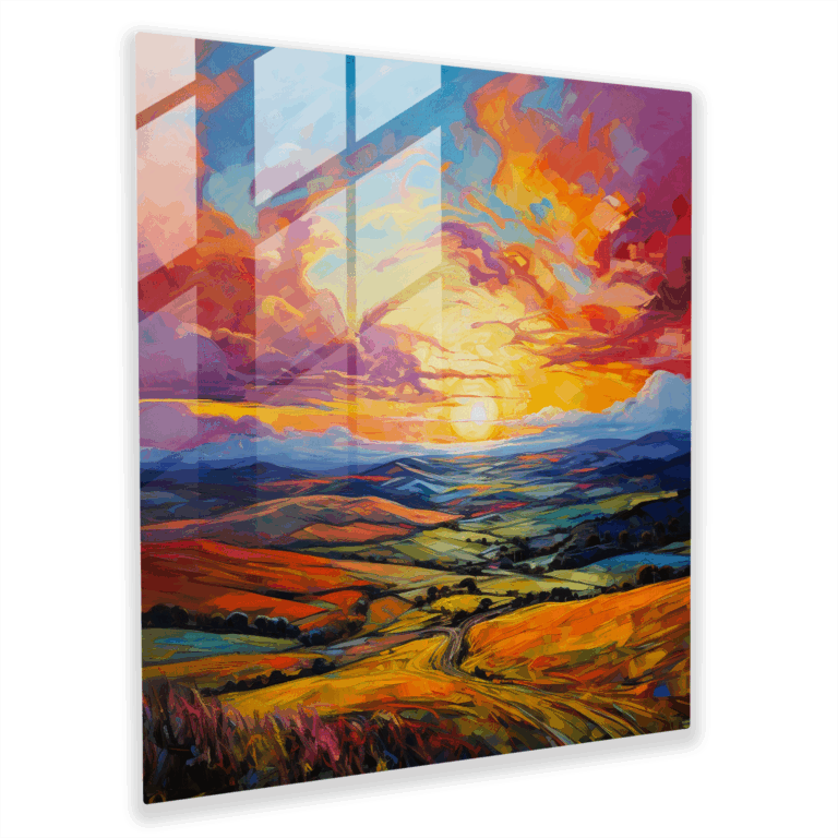 Lebendige Glasbilder - Expressionistische Landschaftsmalerei Glaswandkunst - Lebendige Wohnkultur - Wanddekoration