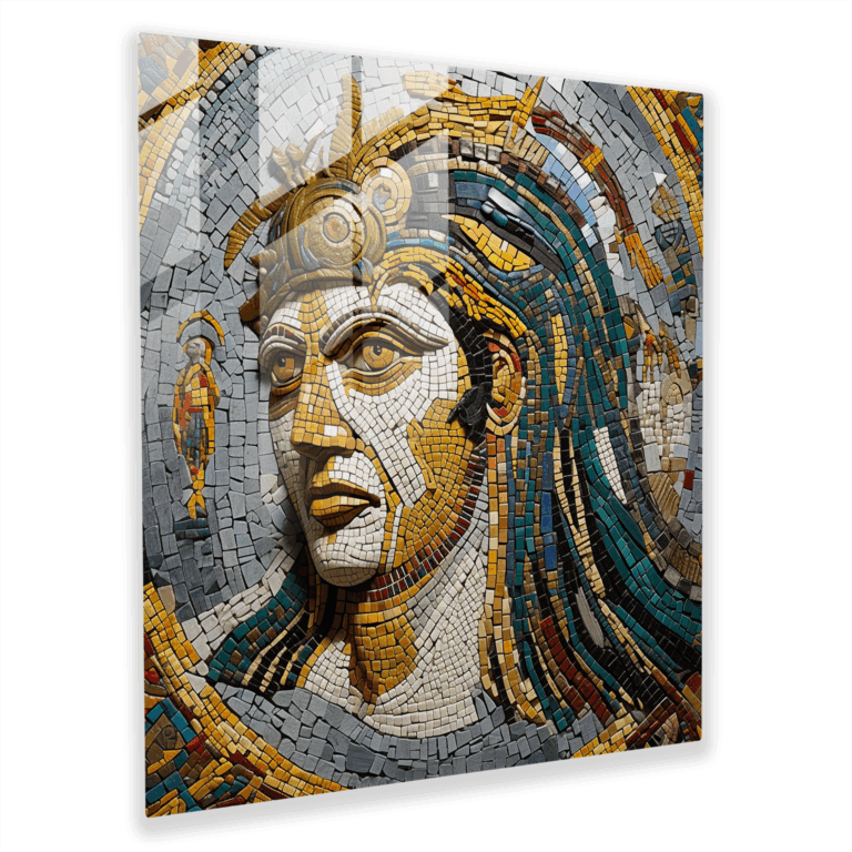 Exquisites Glasbild - Antike Ursprünge - Mosaik-Meisterwerk mit zeitloser Schönheit - Wanddekoration