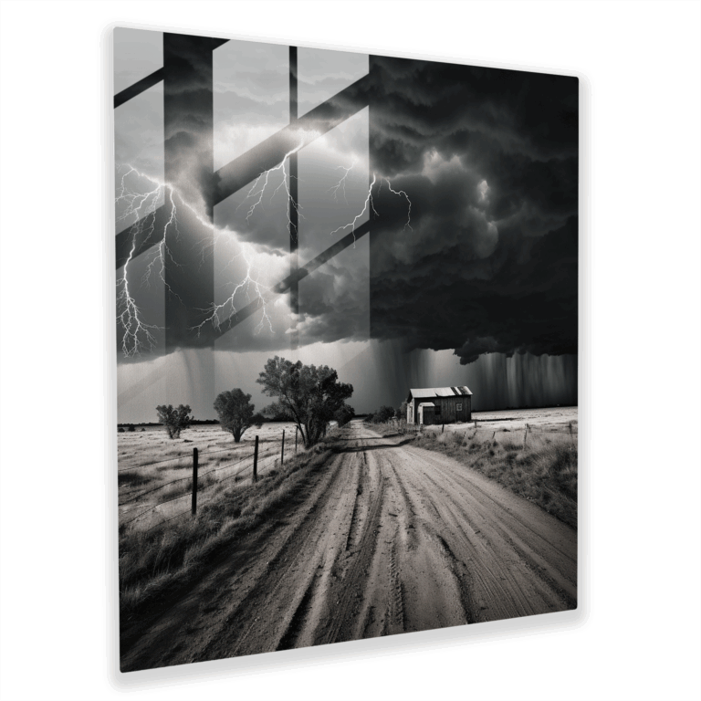 Sturmlandschaft Monochrom Glasbild - Wanddekoration