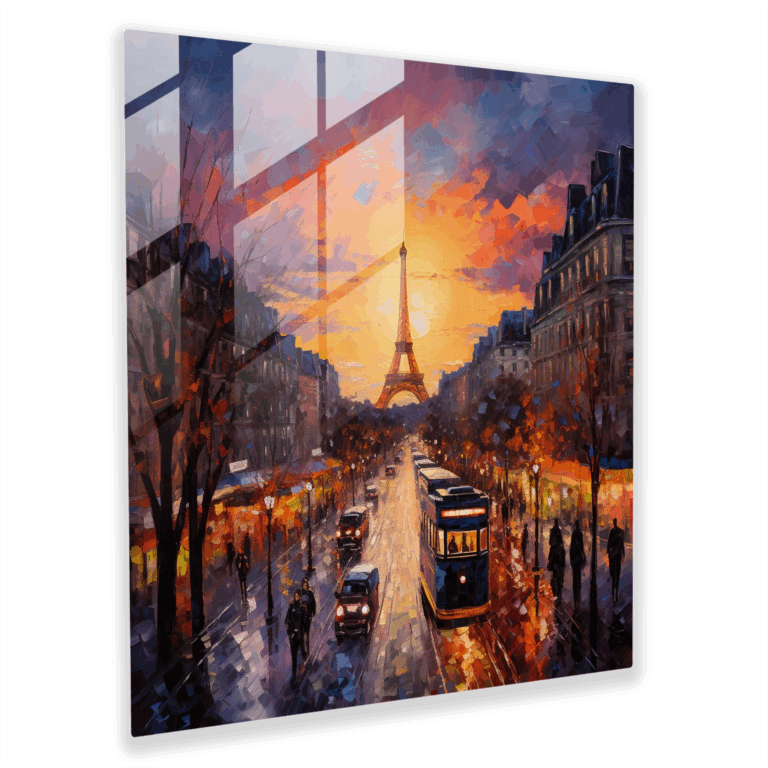 Glasbild Expressionistisches Stadtbild