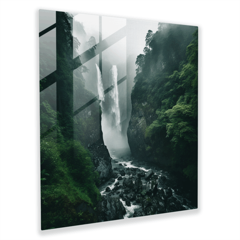 Natürlicher Wasserfall Glasbild-Druck