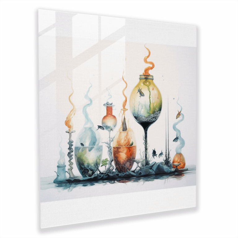 Verzauberndes Glasbild - Surrealistisches Aquarell-Glaswandkunstwerk - Wohnkultur - Wanddekoration - Glaskunst - Modernes Kunstwerk