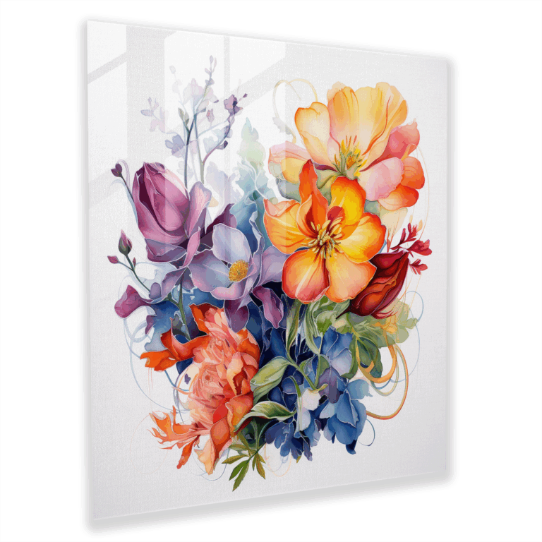 Lebendiges Glasbild - Realistisches Blumen-Glaswandkunstwerk - Dekoration für Zuhause - Wanddeko - Glas-Kunst - Modernes Kunstwerk.
