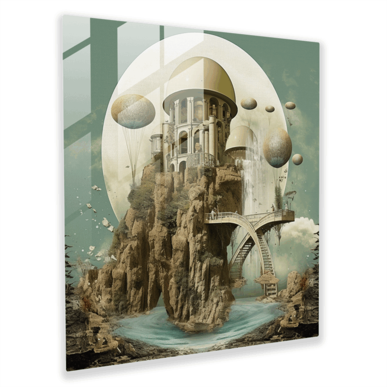 Geheimnisvolles Glasbild: Surreale Fusion