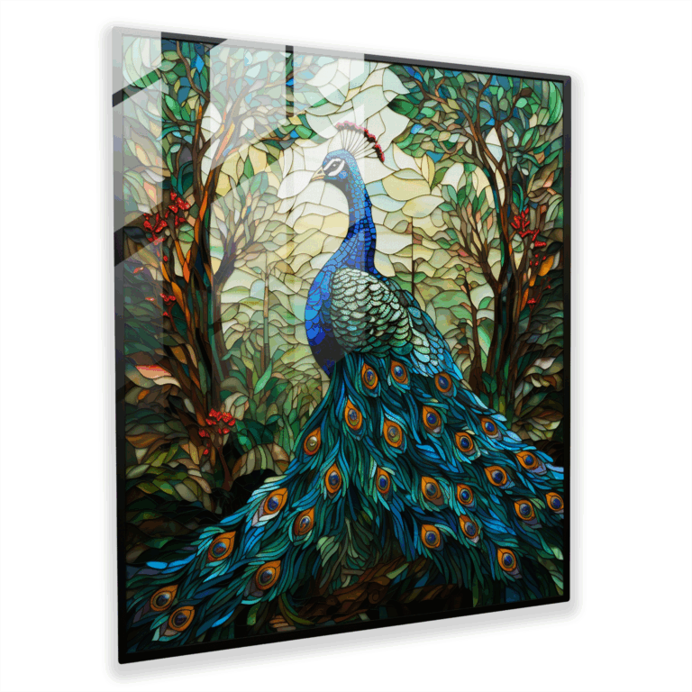 Strahlende Glasbilder - Majestätisches Pfauenglas Wandkunst