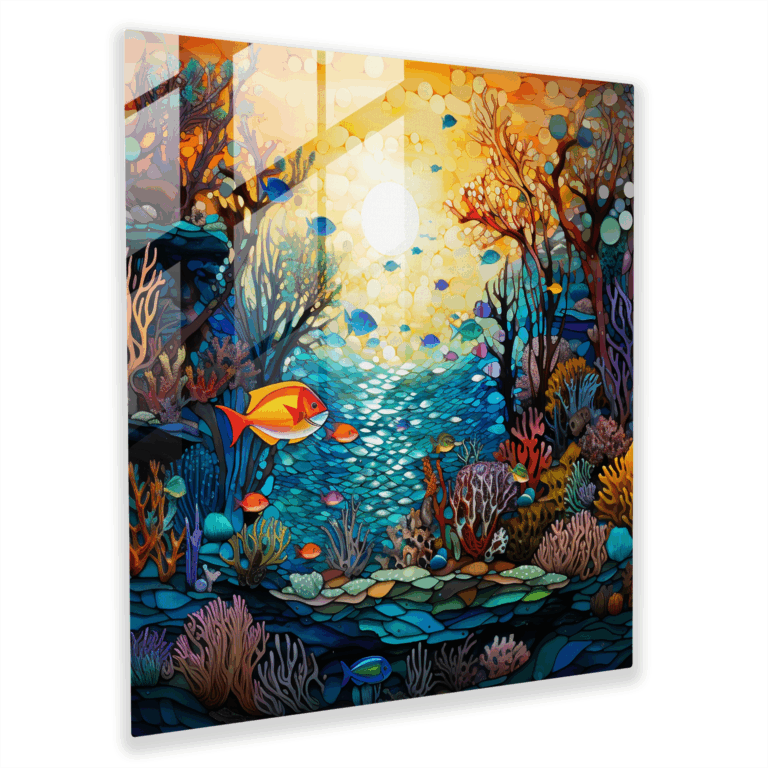 Faszinierende Tiefen Glasbilder - Unterwasser-Fantasie Glaswandkunst