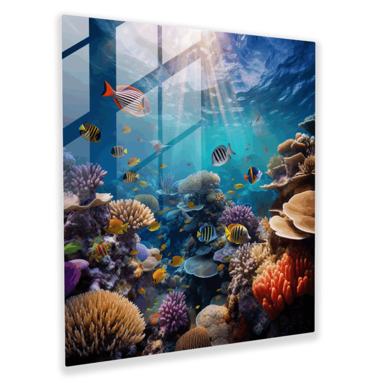 Prächtiges Glasbild: Unterwasserwelt Glas Wandkunst