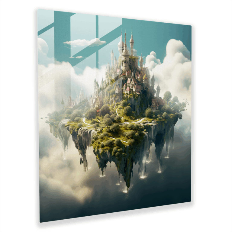 Geheimnisvolles Glasbild: Surreale Traumlandschaft Wanddekoration