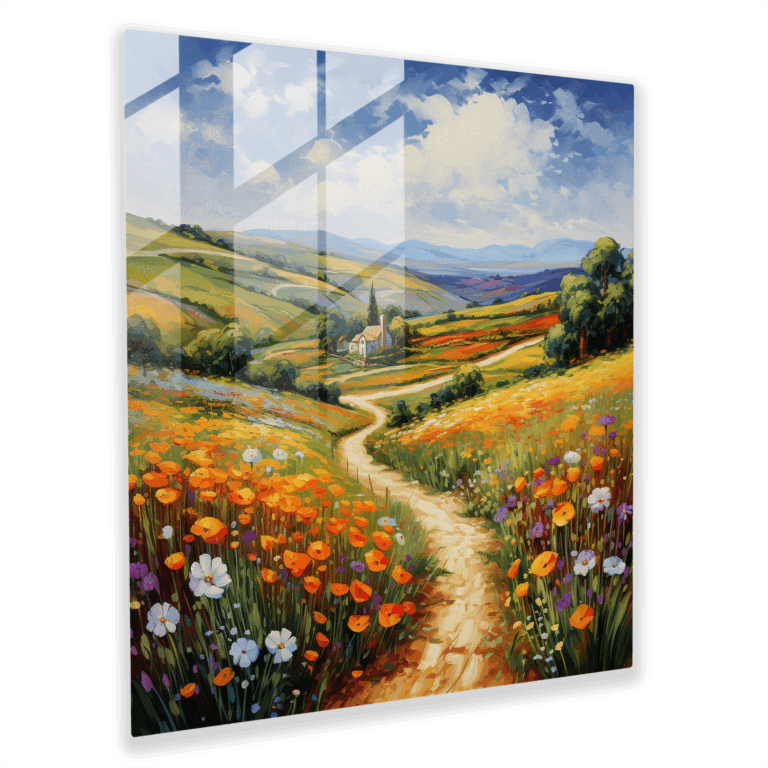 Glasbild: Ländliche Landschaft Wandkunst