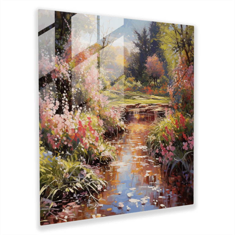Glasbild Blütenzauber - Blumige Glas-Wandkunst im impressionistischen Stil