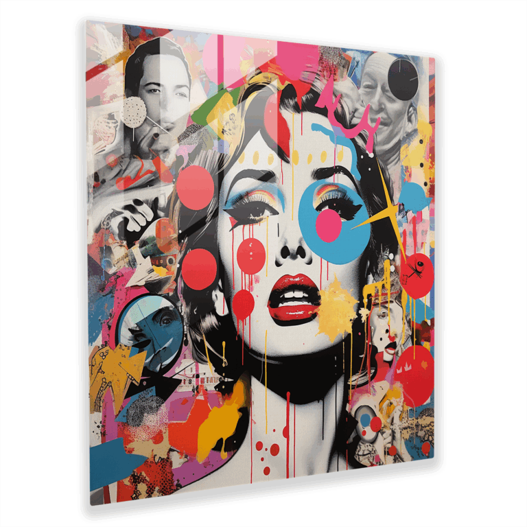 Glasbild Pop Fusion - Zeitgenössisches Wandkunstwerk für die Dekoration zu Hause
