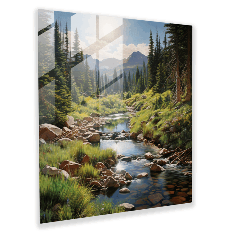 Atemberaubendes Glasbild - Fotorealistisches Landschaftsgemälde Glaswandkunst - Ruhevolle Wohnkultur Glasbild - Naturschönheit Glasart
