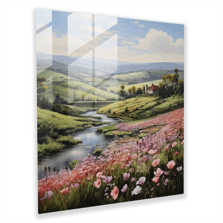 Elegantes Glasbild: Modernes Landschafts-Glaswandkunstwerk - Wohnkultur