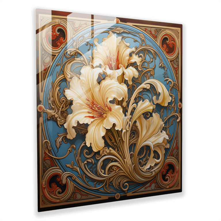 Verzauberndes Glasbild: Jugendstil Blumenglaswandkunst - Wohnkultur