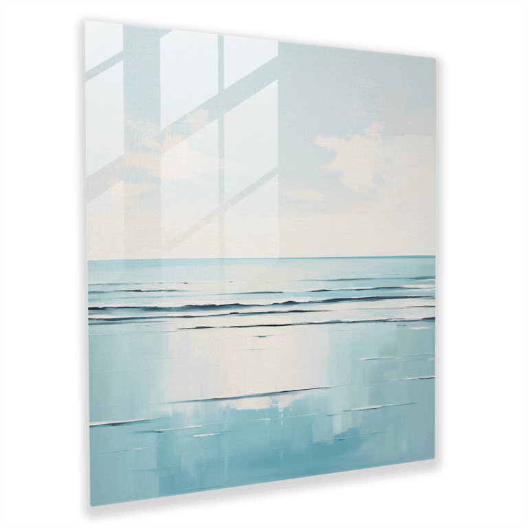 Glasbild: Minimalistisches Meerespanorama Glaswandkunst - Wanddekoration