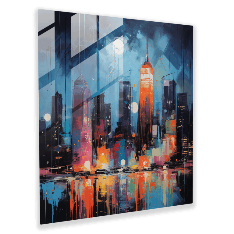 Glasbild - Modernes abstraktes Stadtbild Glaswandkunst