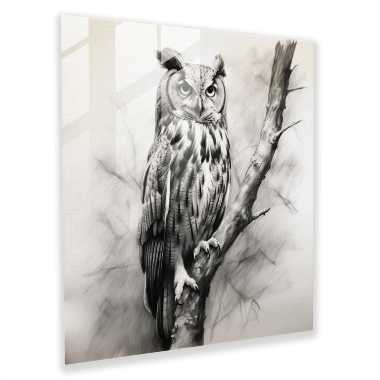 Erhabener Wächter Glasbild - Realistische Kohleskizze Glas Wandkunst Dekoration für Zuhause