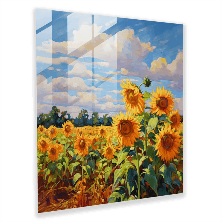 Glasbild Sonnenlichtblüten - Impressionistisches Ölgemälde als Glaswandkunst - Wohnkultur - Wanddekoration - Glas-Kunst - Moderne Kunstwerke