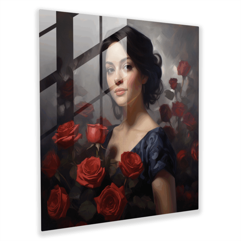 Verzauberte Eleganz Glasbild - Klassisches Ölgemälde Glas Wandkunst - Wohnkultur - Wanddekoration - Glas Kunst - Moderne Kunstwerke