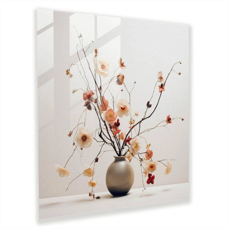 Glasbild Serenity Blossoms - Blumige Glaswandkunst