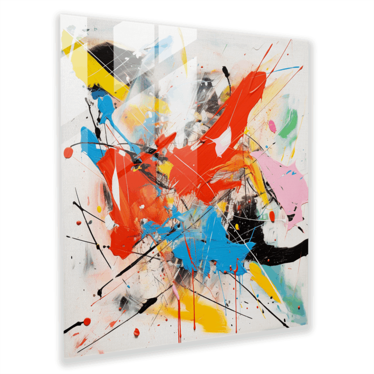 Glasbild mit lebendigen Abstraktionen - Abstrakte Glaswandkunst