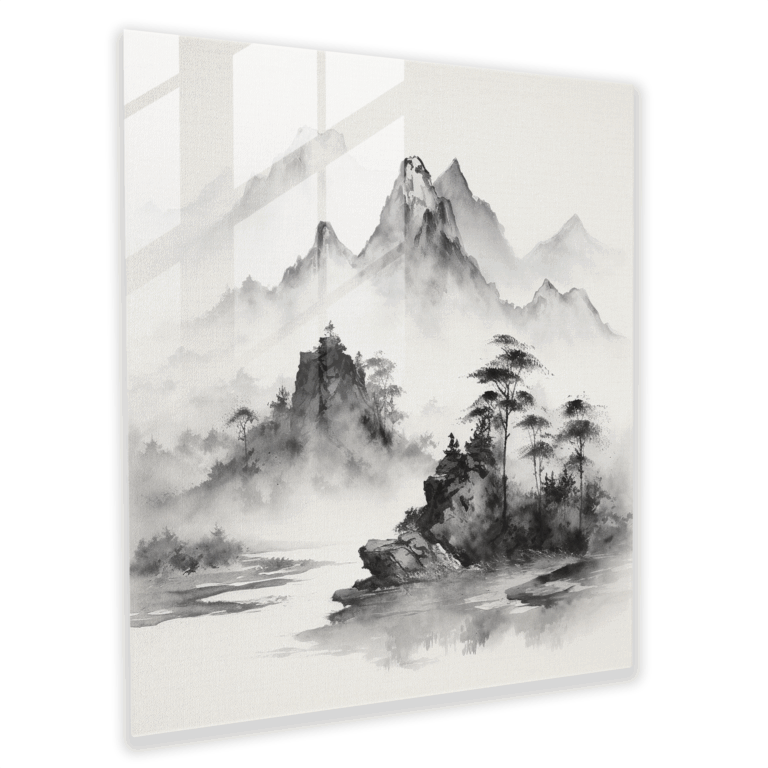 Glasbild Zen Bergblick