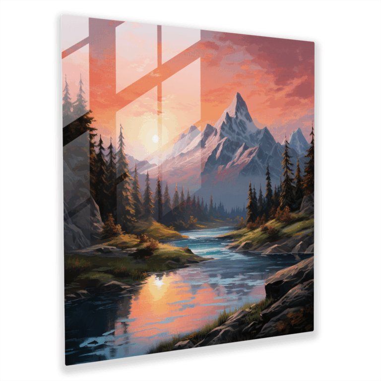 Glasbild Ruhiger Horizont - Gelassene Landschaft Bergkette Glas Wandkunst