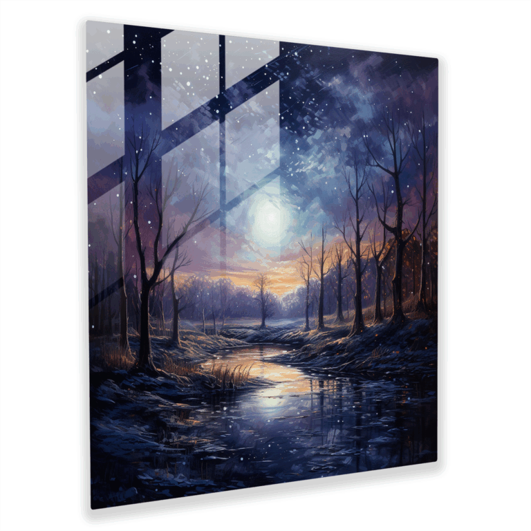 Glasbild Himmlische Flüstern - Mystischer Nachthimmel Glaswandkunst